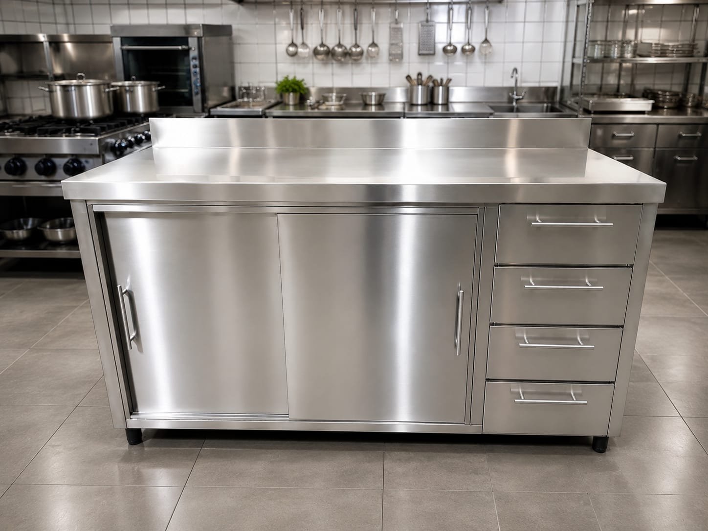 Armário e balcão seco em aço inox